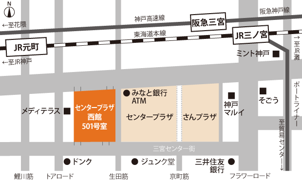 神戸中央法律事務所のアクセスマップ
